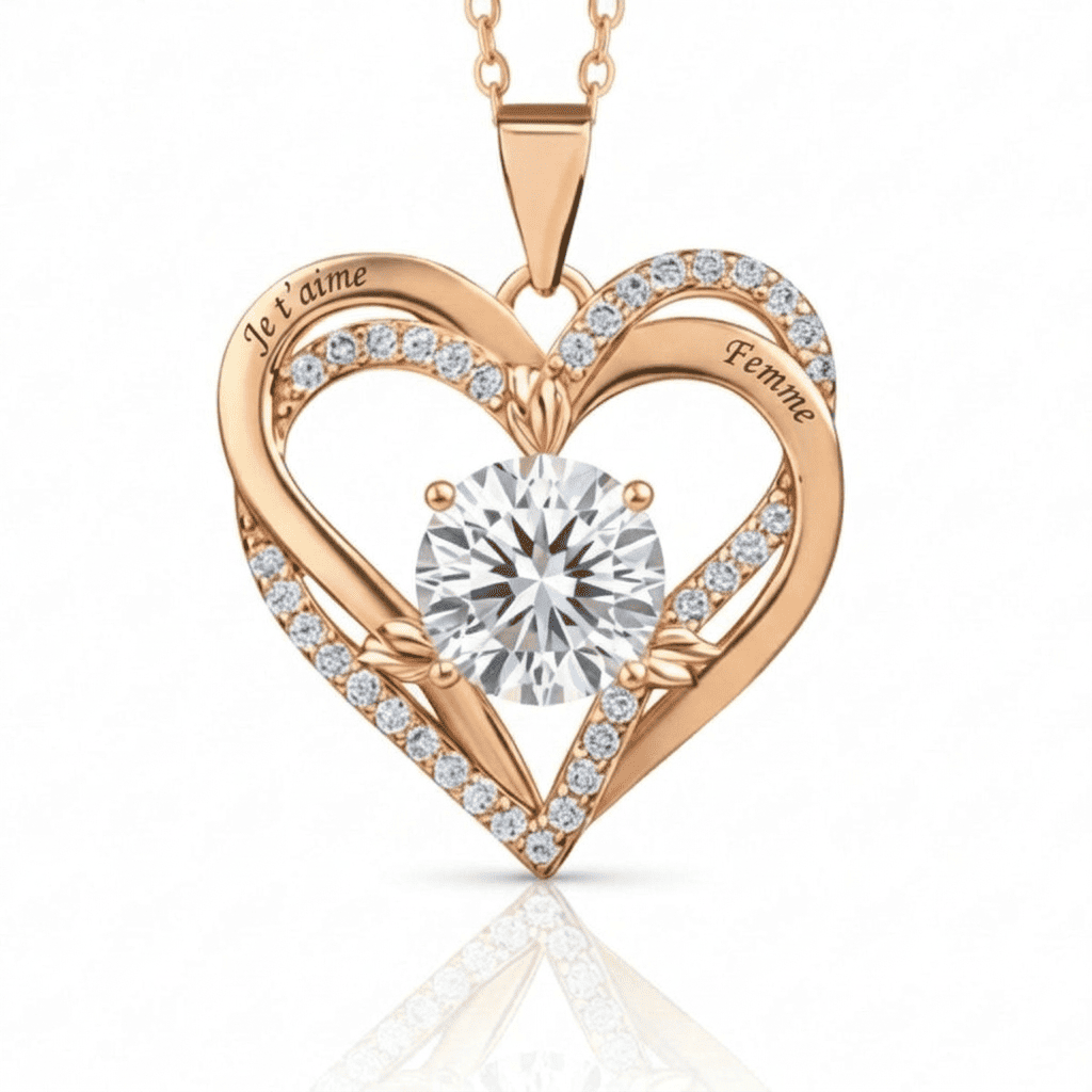 Collier avec pendentif cœur gravé