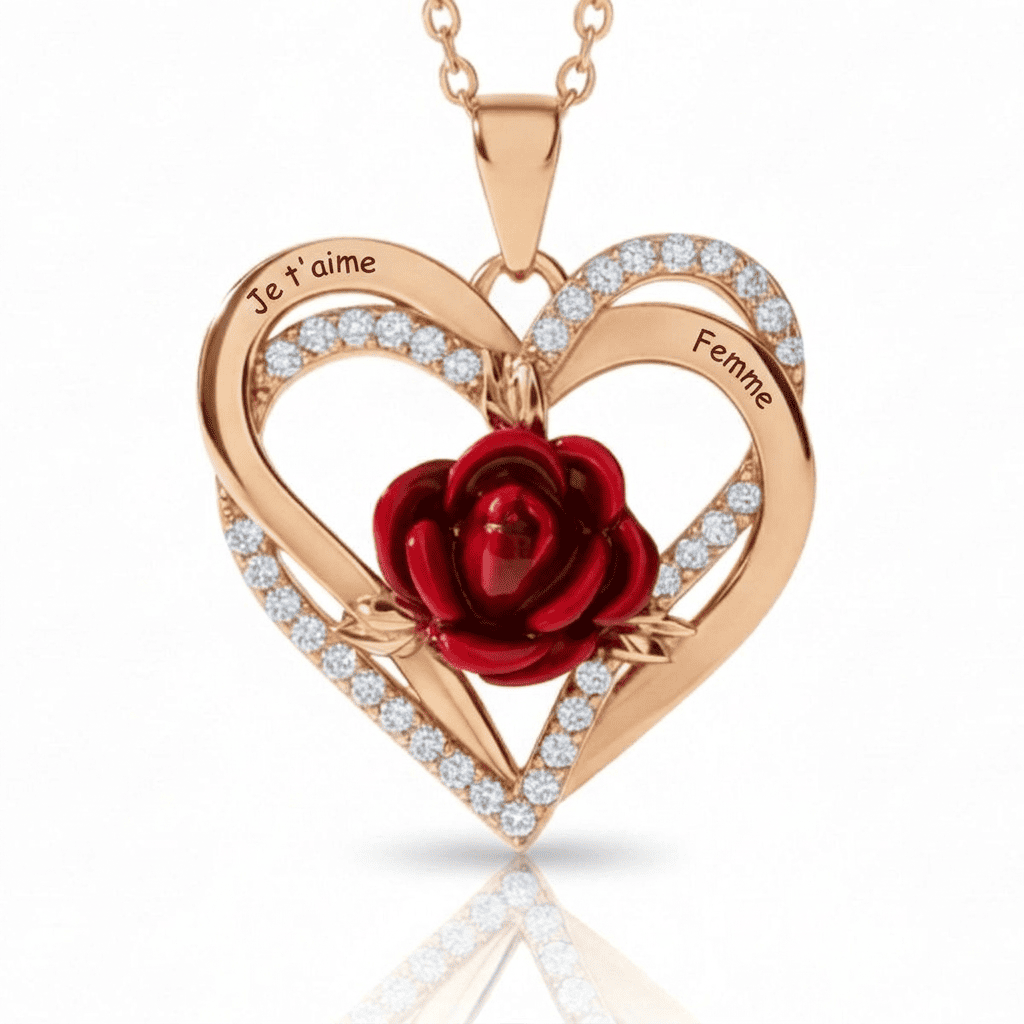 Collier avec pendentif cœur gravé
